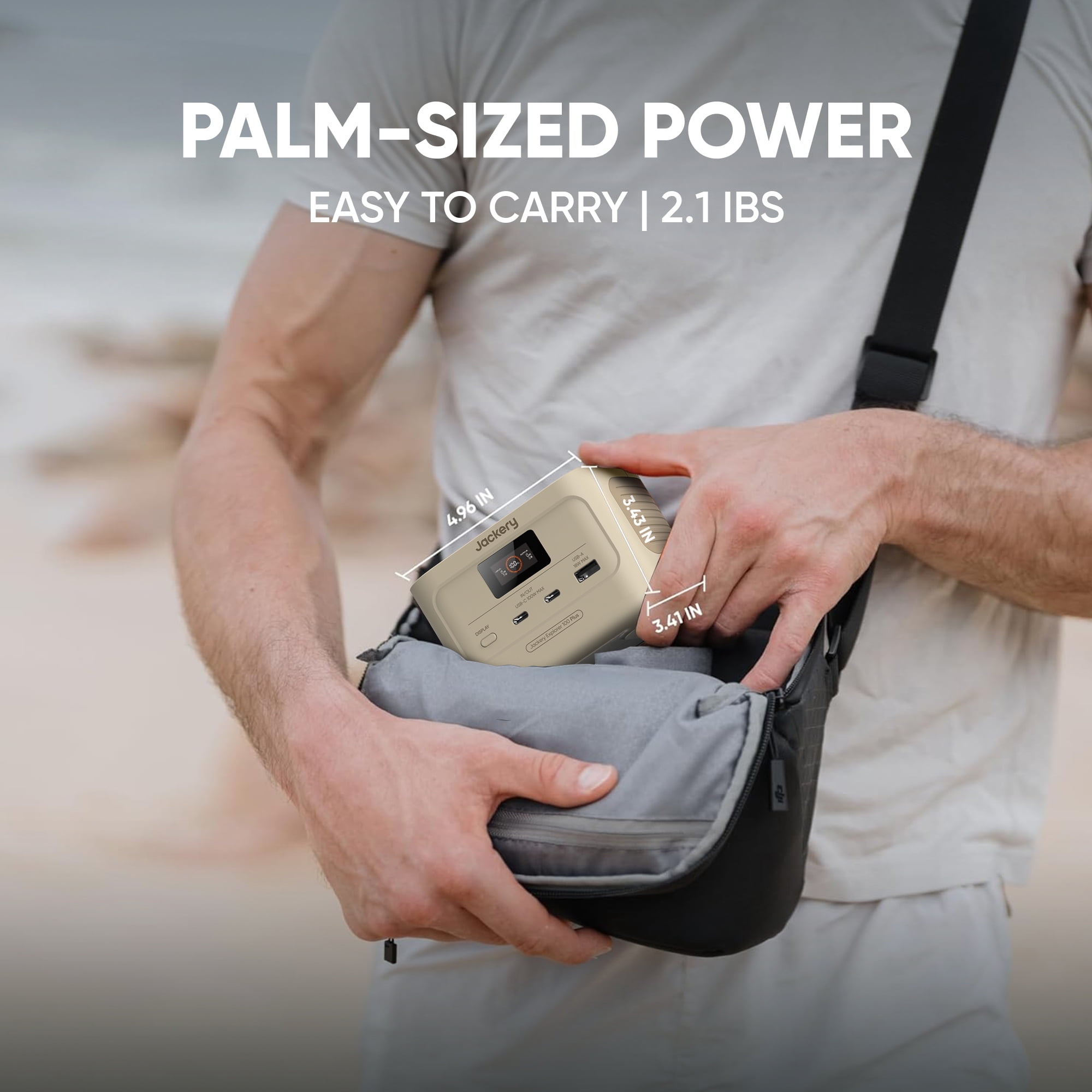 Jackery 100 Plus Portable Power Station,  128W Continuous, Dune White