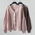 thumbnail image 4 of ZZkhGo Women's Casual Loose Long Sleeve Top Colorblock V-Neck Knitted Sweater Cardigan Jacket Cardigan Winter Coats For Women Cardigan Sweaters For Women Lightweight, 4 of 7