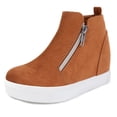 thumbnail image 5 of ​FUPPIA Girls Wedge Sneakers Fashion High Top Sneakers with Double Side Zippers Brown 4 Big Kid, 5 of 6