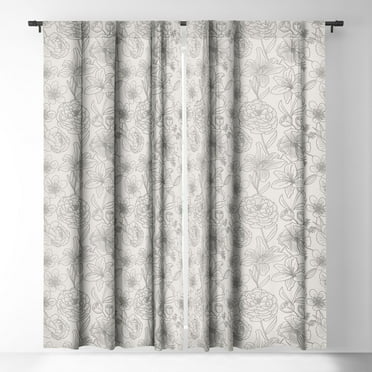 Society6 Emanuela Carratoni Line Art Floral Theme Single Panel Room Darkening Window Curtain 50" x 120"