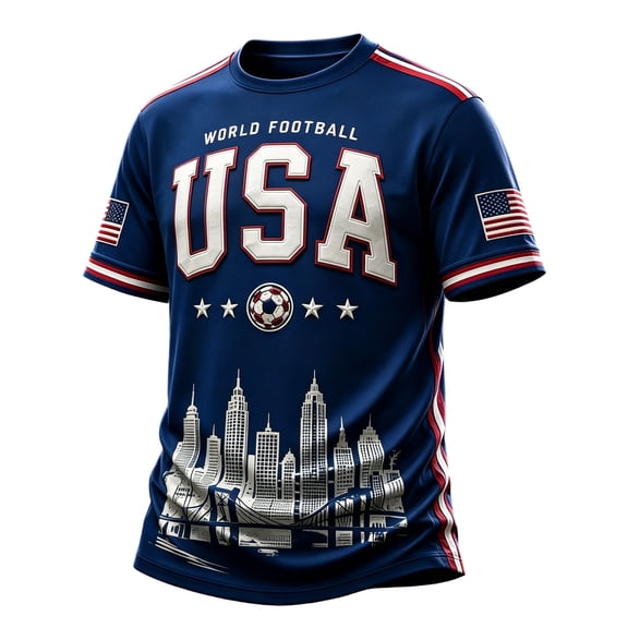 Mens USA Soccer Jersey Crew Neck Football Graphic Tees Breathable Fan Wear Summer Shirts Navy XXL