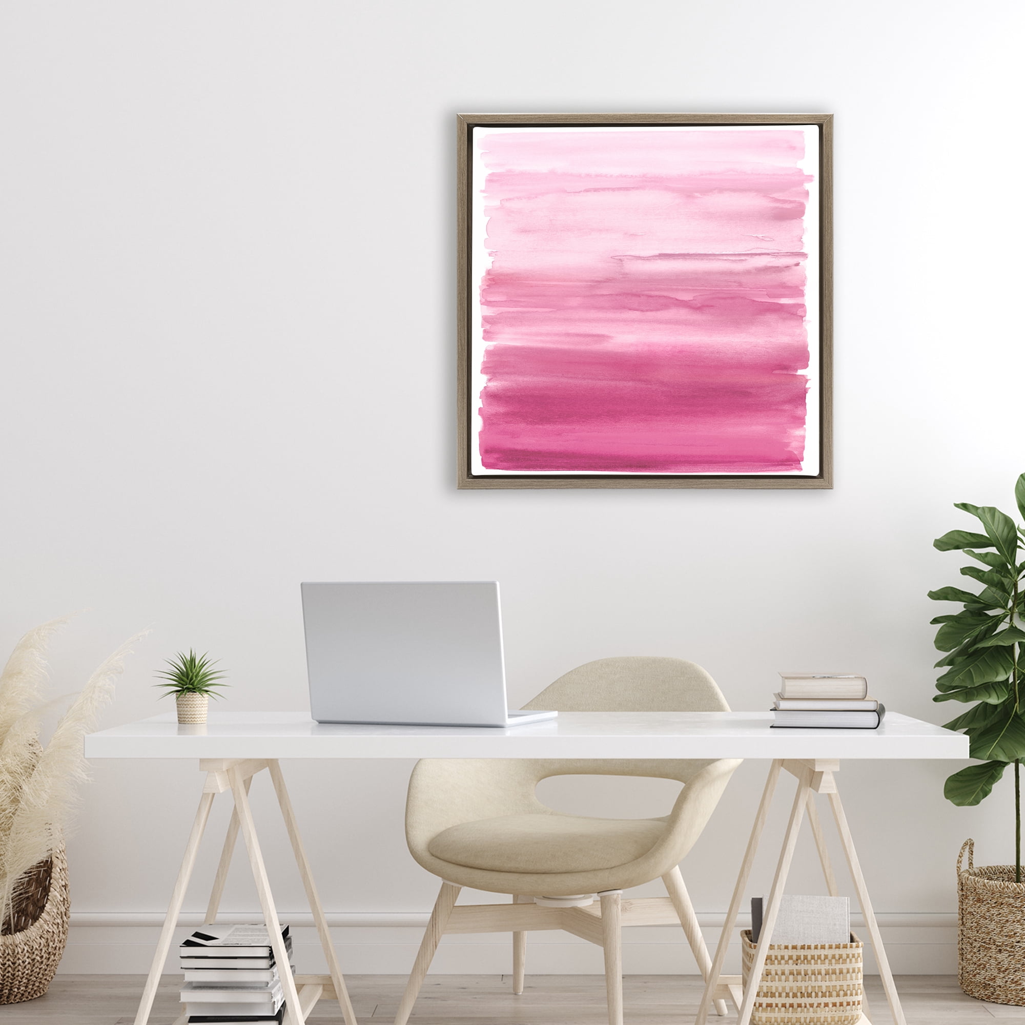 Stupell Industries Gradient Pink Blush Brown Framed Floater Canvas Wall Art, design by Allie Corbin