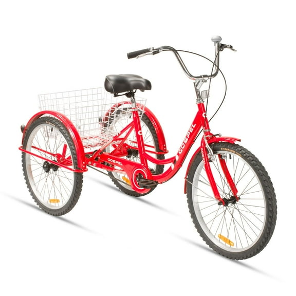 Bicicleta Urbana Rodada 24 Tricicleta con Canasta Rojo rojo