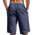 thumbnail image 4 of Mens Capri Pants Summer Casual Elastic Waist Straight Leg Lightweight Cotton Linen Cropped Pants with Pockets, 4 of 9