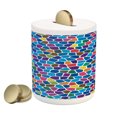 thumbnail image 1 of Modern Piggy Bank, Vivid Rainbow Colored Mosaic Design Shapes in Blue Yellow Green Orange Red Art, Ceramic Coin Bank Money Box for Cash Saving, 3.6" X 3.2", Multicolor, by Ambesonne, 1 of 4