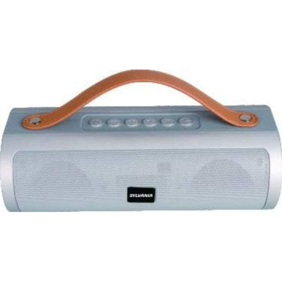 Open Box – SYLVANIA SP495 Wireless Bluetooth Speaker with Leather Strap – Silver