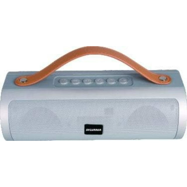 Open Box – SYLVANIA SP495 Wireless Bluetooth Speaker with Leather Strap – Silver