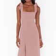 thumbnail image 4 of Vestido largo informal sin mangas con cuello cuadrado y volantes para dama de honor, elegante, color rosa, para verano, para mujer, M, 4 of 7