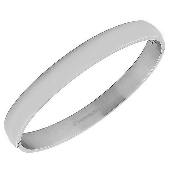 Stainless Steel Silver-Tone Highly Polished Bangle Bracelet