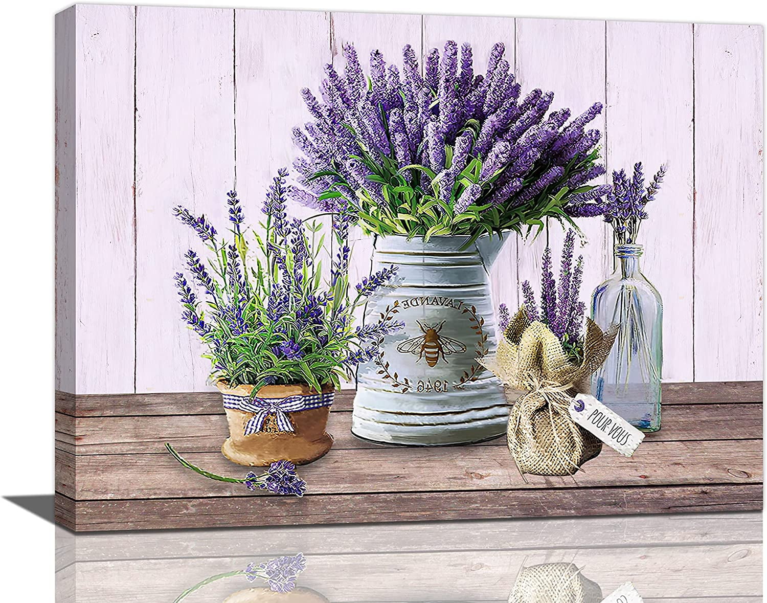 Lavender Wall Art Country Floral Canvas Prints Painting Rustic Purple
