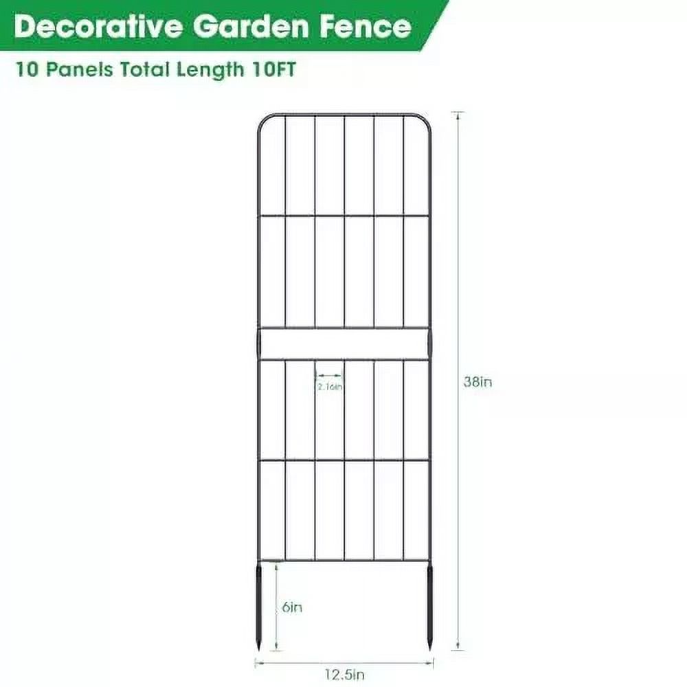 Oumilen Decorative Garden Fence Animal Barrier with Plastic Stakes, Outdoor 38 "H X 10.5FT Square