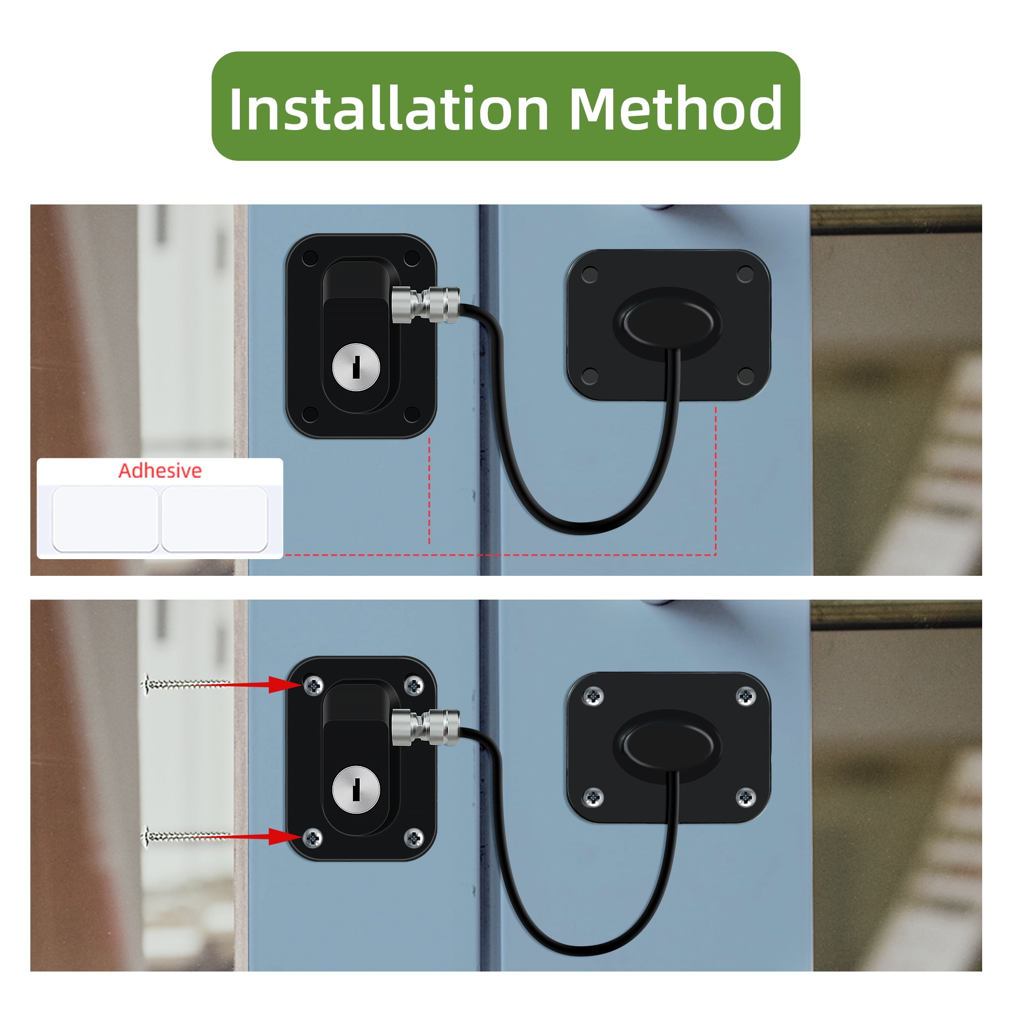 Refrigerator Lock, Fridge Lock for Adults, Volibel Multi-Purpose Safety Proofing Cabinet Lock with Key 2 pack(Black)