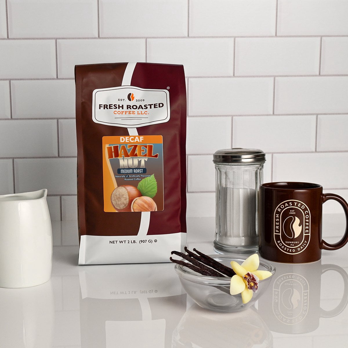 Fresh Roasted Coffee, Decaf Hazelnut Flavored Coffee, Medium Roast, Drip Ground, 32 oz 2 lbs