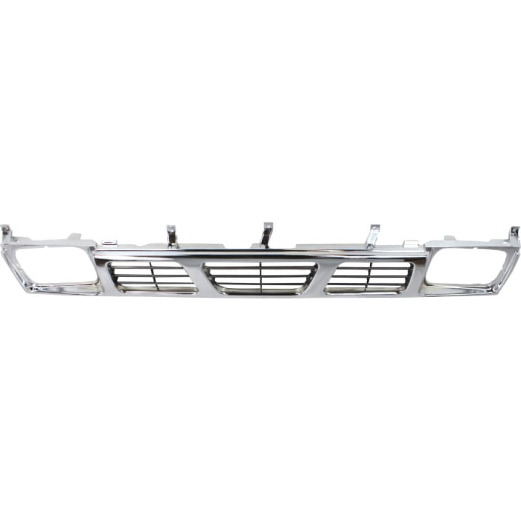 For Nissan Pick Up Grille Assembly 1995 1996 1997 | Chrome Shell / Gray Insert | Plastic | NI1200116 | 6231055G10
