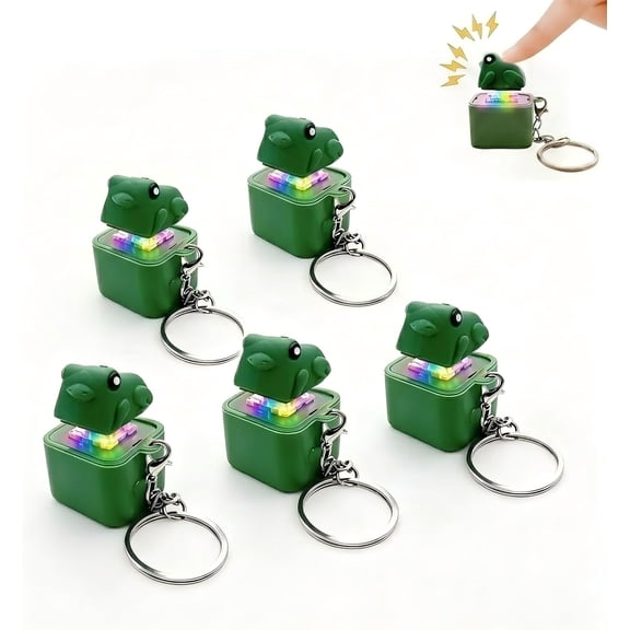 UWMDHRC 5 Pack Frog Croaking Fidget Toy Keychain with Sound & LED Lights, Rechargeable Keyboard Clicker for Stress Relief and Anxiety Relief, Portable Sensory Noise Keychain Gift for Adults