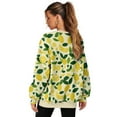 thumbnail image 2 of Xoenoiee Lemon Leaves Print Women's Long Sleeve Sweatshirts Pullover Casual Crewneck Tunic Tops Drop Shoulder Sweartshirts with Side Slits, Size L, 2 of 7