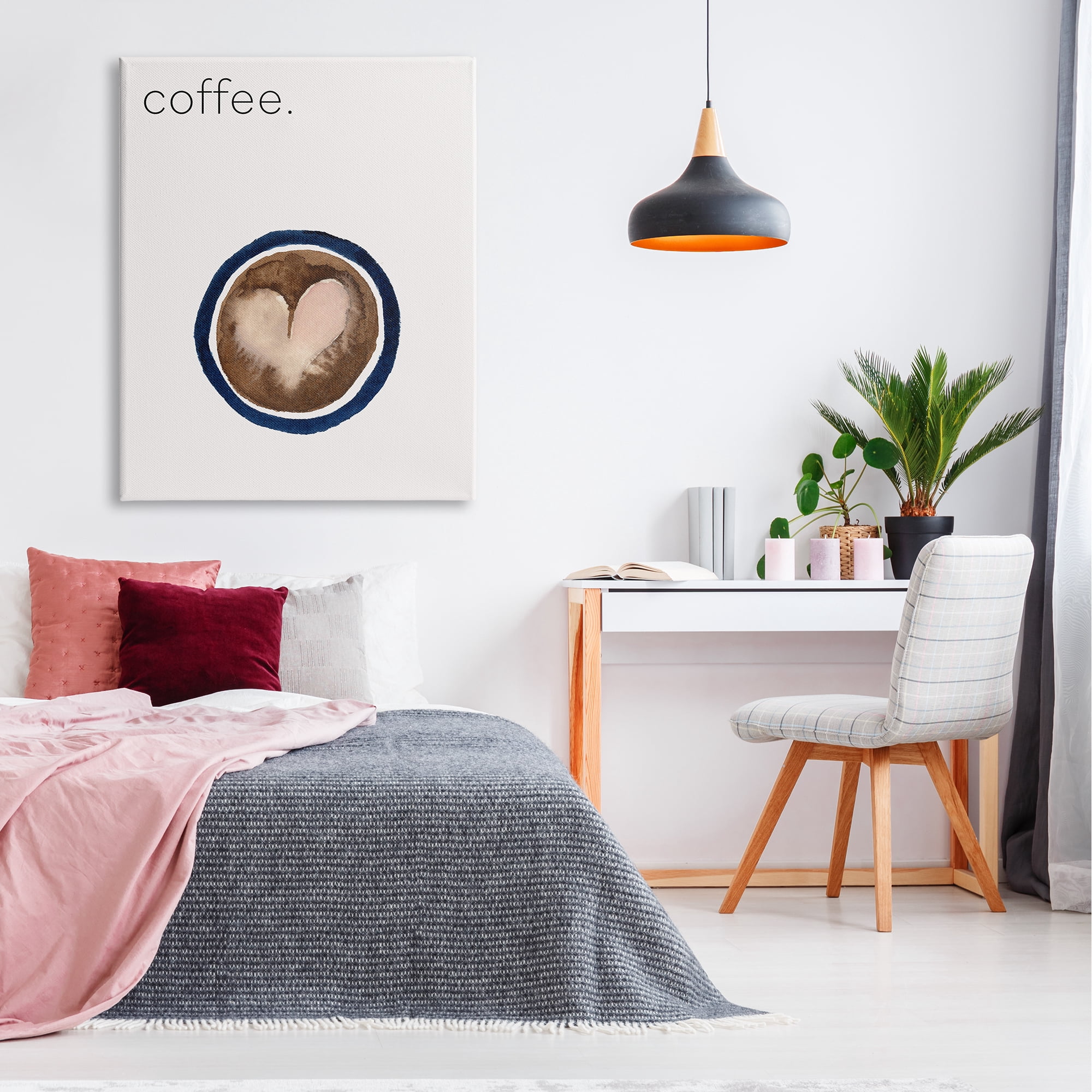 Stupell Industries Coffee with Heart Shape Food & Beverage Painting Gallery Wrapped Canvas Art Print Wall Art, 36 x 48