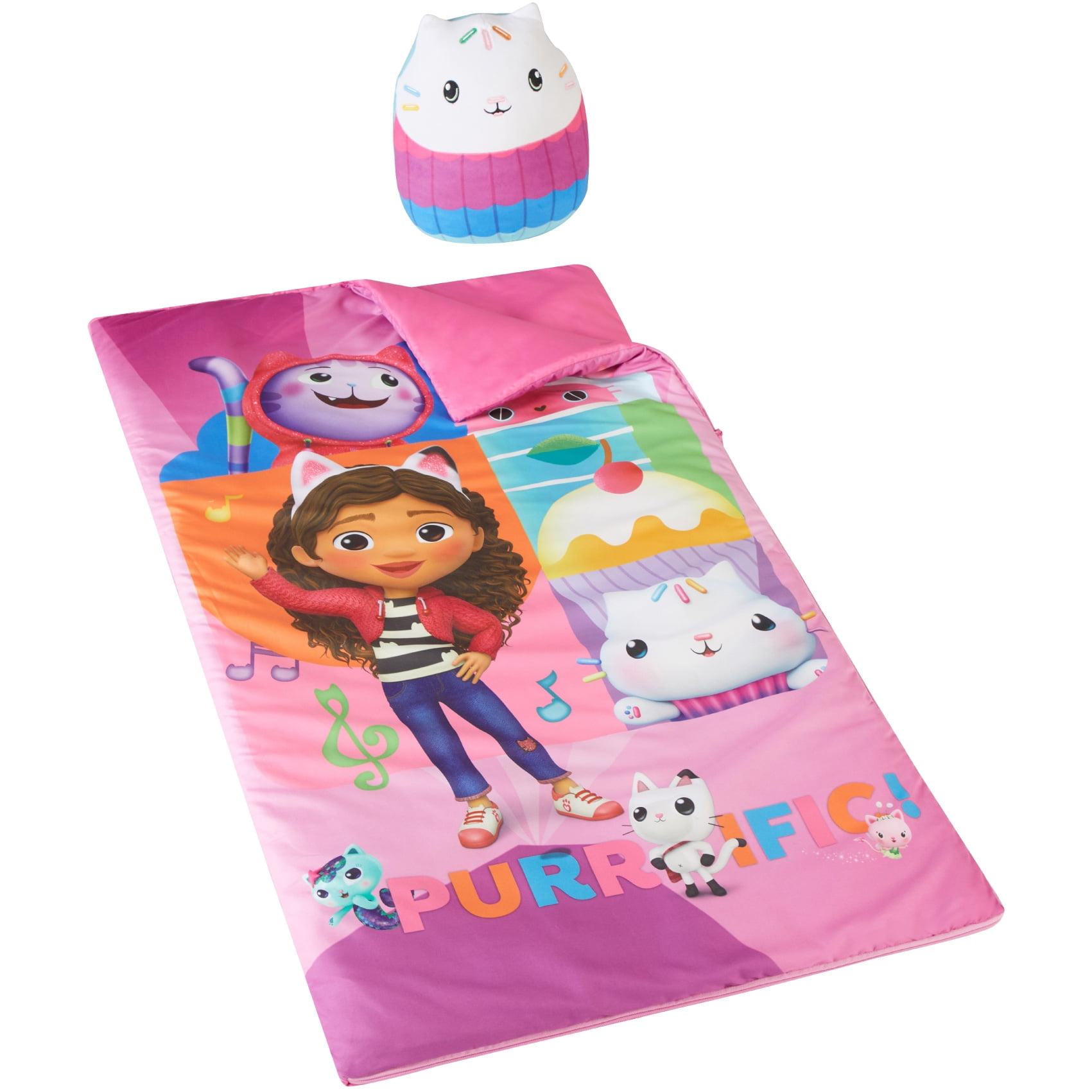 Gabby's Dollhouse, Kids 2-Piece Slumber Bag and Squishy Pillow