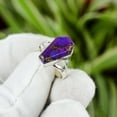 thumbnail image 4 of Solid 925 Sterling Silver Coffin Ring, Natural Purple Copper Turquoise Gemstone Ring, Statement Ring, Beautiful Handcrafted Jewelry For Women/Men, 4 of 7
