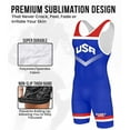 thumbnail image 2 of Exxact Sports Sublimated Men's Wrestling Singlet, High-Performance Powerlifting Singlet, Wrestling Singlets for Men (AM, Royal Blue USA), 2 of 6