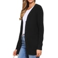thumbnail image 4 of Suéteres de cárdigan largos para mujeres, con botones, abiertos al frente, cárdigan de punto, atuendos casuales con bolsillos, color negro, 4 of 6