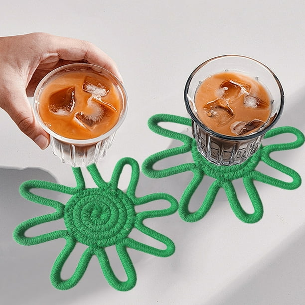 Sunflower Cottons Rope Placemat Semi Handmade Heat Insulation Pad Cottons Pot Pad Ins Flower Style Tableware Pad Set