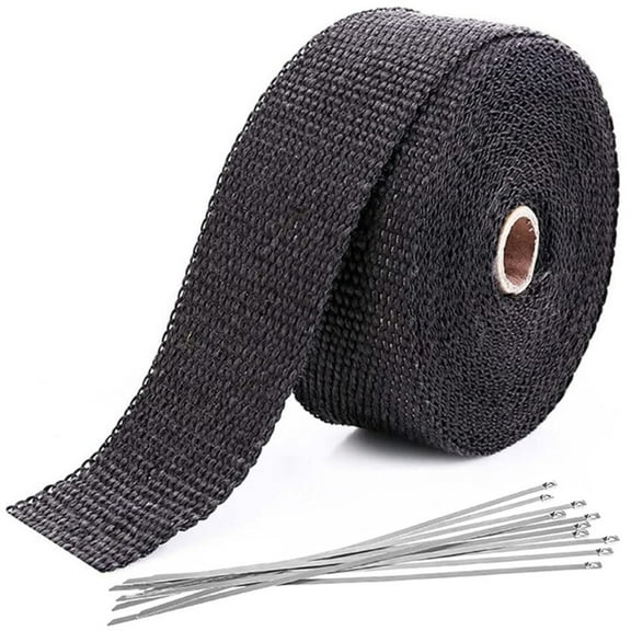 AZNCOS Car Motorcycle Exhaust Heat Wrap Thermal Tape 2" x 16.4Ft with 10PCS Stainless Locking Ties