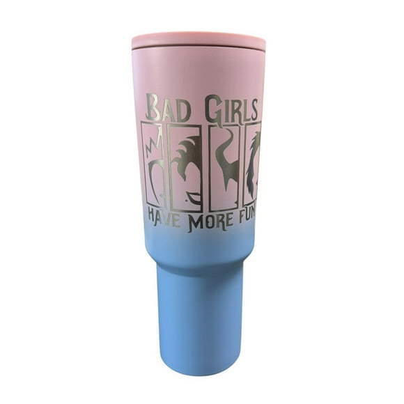 Termo de acero inoxidable color azul con rosa de 1.2 litros, Bad Girls