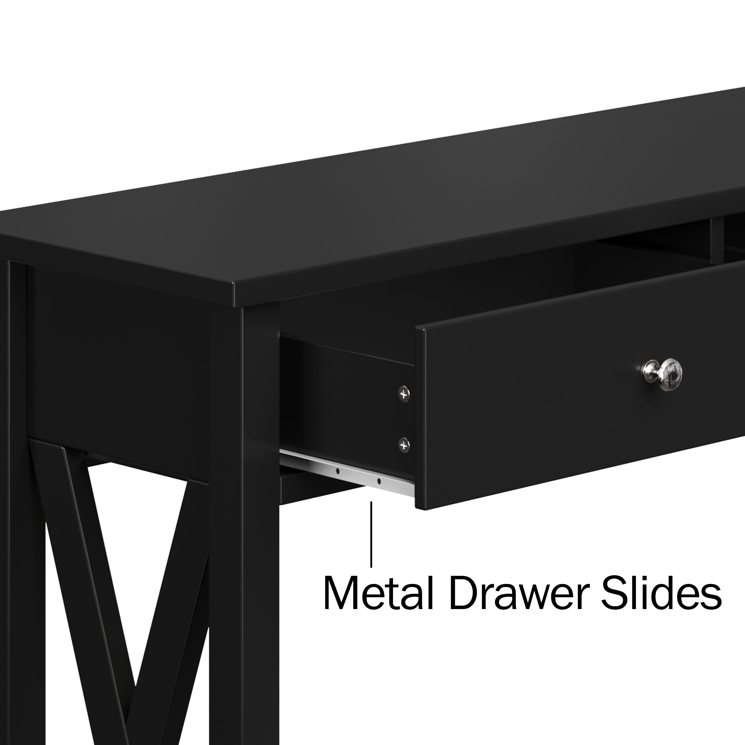 Lavish Home Console 2-Tier Entryway Table with Two Drawers, Storage Shelf, and X-Braced Legs, Black