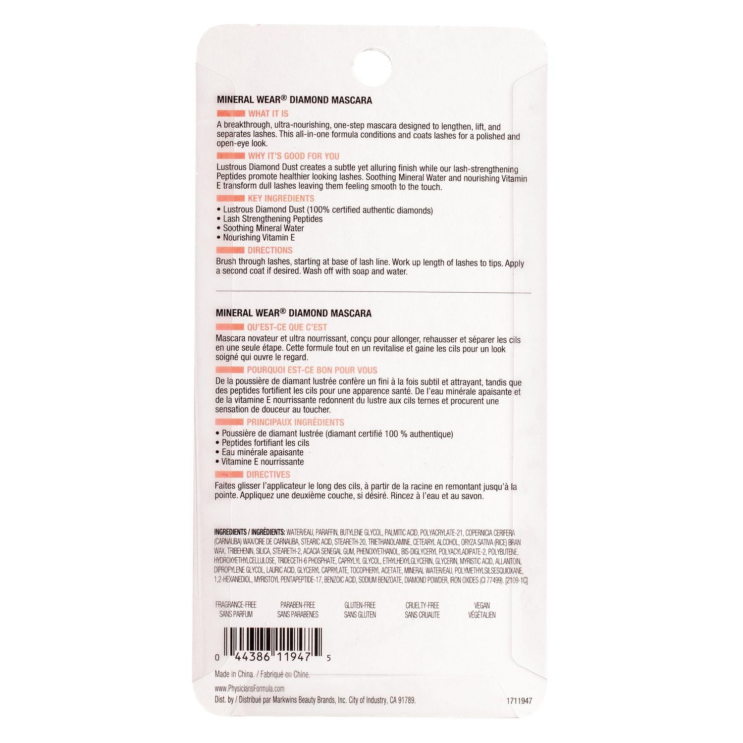 MINERAL WEAR DIAMOND MASCARA BLACK DIAMOND, lash-boosting Diamond Mascara