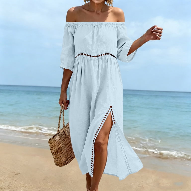 cotton dress for wedding guest White Square Dot Gili Maxi | Bump Friendly Dress Baby Showers & Weddings denim dresses for women Qulqfy Cotton Linen Womens Dresses