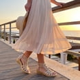 thumbnail image 4 of BLISSFUL STEP Women's Rhinestone Hollow Out Back Zipper Platform Peep-toe Sandals Ligth Brown 5, 4 of 5