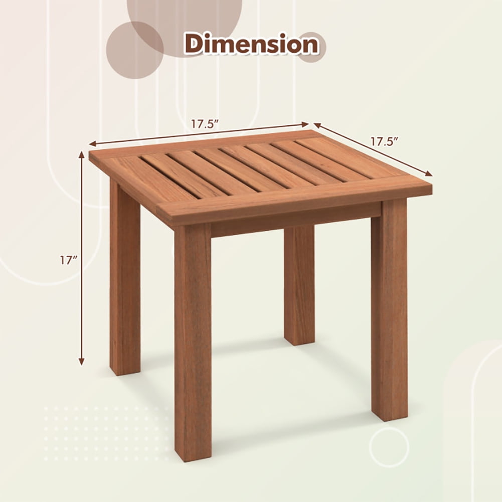 Aimee Lii Patio Hardwood Square Side Table with Slatted Tabletop, Outdoor Patio Furniture Aimee Lii Patio Hardwood Square Side Table with Slatted Tabletop, Outdoor Patio Furniture