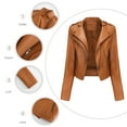 thumbnail image 4 of qolati Women Faux Leather Jackets Vintage Long Sleeve Zip Up Motorcycle Jacket 2024 Trendy Lightweight Collar Cropped Coats Outwear, 4 of 7