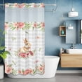 thumbnail image 6 of Easter Rabbit No Hooks Shower Curtain with Snap-in Liner Watercolor Spring Pink Red Gradient Floral Grey Plaid Shower Curtains for Bathroom, Waterproof, Easy Install, Washable 36"x78", 6 of 9