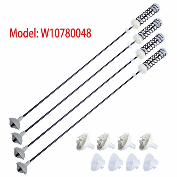 W10780048 Washer Suspension Rod Kit (23.6in) for Whirlpool Kenmore Maytag Amana Washing Machine - 4 Pack