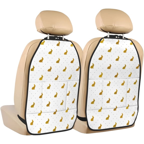 Goofa Gold Rabbit Pattern Car Back Seat Protector for Kids (2 Pack) ,Anti-kick Storage Mat for Car Seats,Shields from Footprints