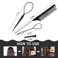 thumbnail image 2 of 4 Pack Hair Loop Tool Set with 2 pcs French Braid Tool Loop,1 pcs rat tail comb,1 hair clip, Hair Tail Tools for Hair Styling,Hair Braid Accessories Ponytail Maker（Black Set）, 2 of 5