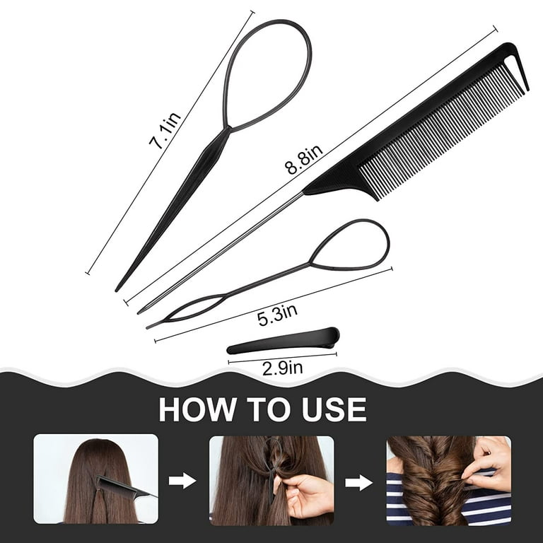 6Pcs Hair Loop Tool Set with 4 Hair Tail Tools French Braid Tool Loop 2  Metal Pin Rat Tail Comb - Brushes & Combs, Facebook Marketplace