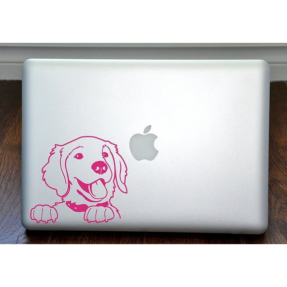 Prince the Golden Retriever Hot Pink Decal for 13" Macbook