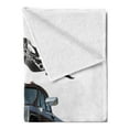 thumbnail image 2 of Cars Soft Flannel Fleece Throw Blanket, Popular Large Suspension Monster Truck Dead Skull Pirate Flag Off to Road Art, Cozy Plush for Indoor and Outdoor Use, 50" x 70", Cadet Blue White, by Ambesonne, 2 of 5