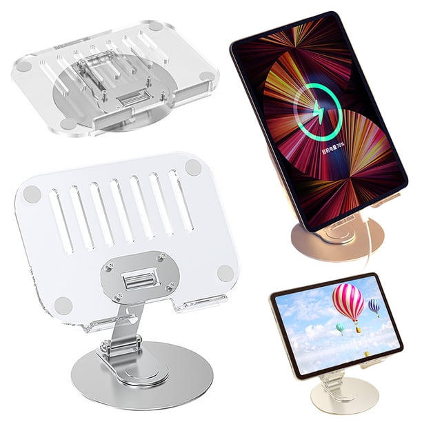 Soporte Transparente para Tableta Acrílico Giratorio 360 ° Ajustable