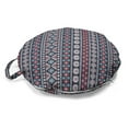 thumbnail image 1 of Mexican Print Round Floor Cushion with Handle, Classic Kingdom Inspired Motifs, Decorative Pillow for Living Room & Dorms, 18" Round, Eggplant Multicolor, by Ambesonne, 1 of 4