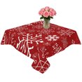 thumbnail image 2 of Red Snowflake Christmas Table Cloth Waterproof Tablecloths, Xmas Snowflake Red Tablecloth Dining Table Cover for Kitchen Party Tabletop Outdoor, Square Tablecloth 60x60 Inch, 2 of 9