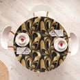thumbnail image 4 of Ambesonne Abstract Fitted Round Tablecloth, Oriental Influenced Swirls, 56"- 60" Diameter, Pastel Brown and Dark Brown, 4 of 5
