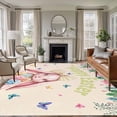 thumbnail image 2 of Easter Rabbits Area Rugs Collection 5'x7', Cute Bunny Eggs Butterflies Floral Leaf Beige Non Slip Indoor Rectangle Throw Runner Rug Floor Mat Carpet for Living Room Dining Table Bedroom Nursery, 2 of 9