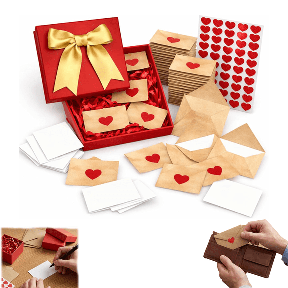 DIY Love Notes Box, Mini Blank Cards & Envelopes for Him Her, mini note cards with envelopes, Note Cards with Envelopes, DIY Valentine Cards and I Love You Notes, Valentines Day Gifts For Her/Him