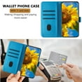 thumbnail image 3 of Wallet Phone Case for iPhone 13,Emboss Sunflower Design,PU Leather Flip Folding Kickstand,With Card Slots,Magnetic Closure Shockproof Protective Folio Wallet Phone Case,Blue, 3 of 6
