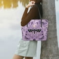 thumbnail image 6 of Tote Bag Aesthetic leather Handbags with Zipper for Women Travel Shoulder Bags Purses with compartment. Purple Moths, 6 of 6