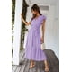 thumbnail image 5 of Vestido PRETTYGARDEN Cruzado con Cuello en V, Floral, con Cinturón, Morado, Talle S, 5 of 8